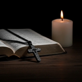 Black Celtic Cross - Bible Candlelight Dark