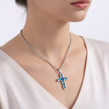 Blue Silver Chain Worn White BG