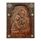 Holy family Nativity Wood Carving Gift Religious Byzantine Icon - BGCOPPER