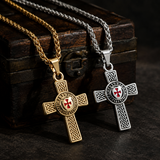Knights Templar Celtic Knot Cross Necklace for Men, Red Enamel Templar Symbol Stainless Steel Pendant Product Parameters