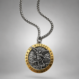 Two-Tone St. Michael Archangel Protection Medal Stainless Steel Necklace