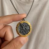 Two-Tone St. Michael Archangel Protection Medal Stainless Steel Necklace