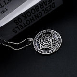 Amulet seal Solomon hexagram 12 signs of the zodiac pendant stainless steel necklace - BGCOPPER