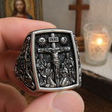 S925K Silver Handcrafted Jesus Crucifixion Scene Ring