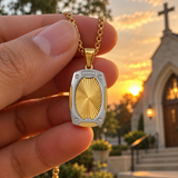 Radiant Shield Pendant Necklace – Titanium Steel Faith-Inspired Men's Necklac