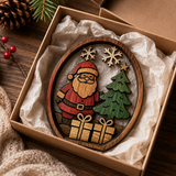 3D Layered Wooden Santa Christmas Ornament