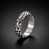 Heavy Hammered Scale Braided Texture Stainless Steel Comfort Fit Band Ring
