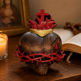 Holy Family Three Sacred Hearts Wooden Wall Decoration - Christian gift presentation