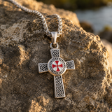 Knights Templar Celtic Knot Cross Necklace for Men, Red Enamel Templar Symbol Stainless Steel Pendant Product Parameters