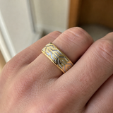 Two-Tone Tire Tread Pattern Mens Stainless Steel Band Ring