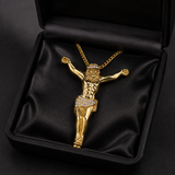 Large Iced Jesus Christ Crucifix Pendant Necklace, 316L Stainless Steel Gold Silver Plated 3D Jesus Figure Necklace for Men Hip Hop Religious Jewelry