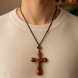Bgcopper Rosewood Crucifix of Jesus' Passion (Necklace & Car Charm Options)