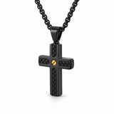 Braided Inlay Cross Necklace – Modern Christian Pendant for Men