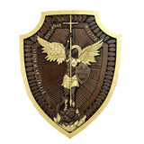 Shield Archangel Michael Solid wood carving gift - Natural wood amulet - BGCOPPER