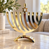 Blue & Silver Hanukkah Menorah – Star of David Candle Holder