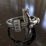 Crucifixion of Jesus S925K Silver Cross Ring - BGCOPPER