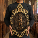 Religious gift with rich details of the wooden statue of Our Lady of Guadalupe