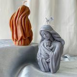 Virgin Mary holding the infant Jesus craft candle