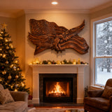 Eagle & Flag Wood Wall Plaque - Handcrafted American Heritage Tribute