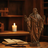 Hand Carved Sacred Heart of Jesus Virgin Mary Wooden Tabletop Ornament - BGCOPPER