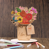 Mother's Day Wooden Flower Card DIY Craft Kit | Paint an Everlasting Bouquet of Love for Mom