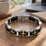 Men's Stainless Steel Cross Bracelet – Christian Faith Jewelry | Silver & Gold-Tone Options