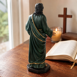 Hand-Carved Beechwood Statue of the Sacred Heart of Jesus — Hand-Painted Edition