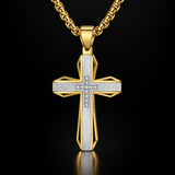 Brushed & Faceted Titanium Steel Cross Necklace – Modern Faith, Bold Devotion