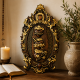 Three Sacred Hearts of the Holy Family Wall Hanging Art work Personalized Religious Gift wooden decor - side view