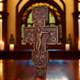 Eastern Orthodox Crucifixion Cross Wall Decor - Faith & Redemption Theme Wooden Carved Wall Hanging - BGCOPPER