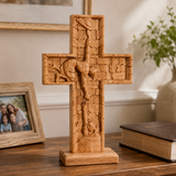 Christ Still Reaches Down – Hand-Carved Beechwood Savior Cross - side view