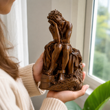 Boxwood "Crown of Thorns" Jesus Meditation Sculpture - Hand-carved Spiritual Art | A Concrete Reminder o - side view