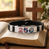 250 Years of Independence Bald Eagle & USA Flag Patriotic Silicone Bracelet