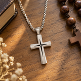 Starburst Cross Necklace – Silver Christian Pendant