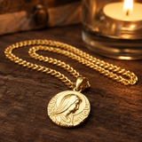 Virgin Mary Coin Necklace, 316L Titanium Steel Vintage Medal Pendant