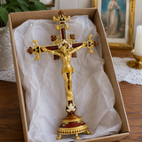 Hand-Painted Metal Jesus Christ Crucifix: Sacred Home Decor - product view