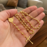Gold Plated Stainless Steel Miraculous Medal Rosary Necklace
