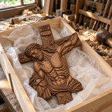 Hand-Carved Beech Wood Crucifix – Jesus Christ Wall Cross