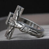 Crucifixion of Jesus S925K Silver Cross Ring - BGCOPPER