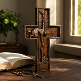 BGCOPPER Savior Jesus Cross - Carved from Natural Wood
