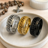Men’s Faith Spinner Chain Ring – 8mm Titanium Steel Rotating Christian Band