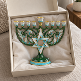 Hanukkah Hand-Painted Menorah: Illuminate the Jewish People's Covenant of Light with Artisan Brushstrokes