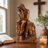 Boxwood "Crown of Thorns" Jesus Meditation Sculpture - Hand-carved Spiritual Art | A Concrete Reminder of His Divine Burden for...