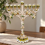 Vintage Floral Nine-Branch Menorah Candle Holder