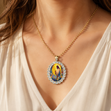 Floral Framed Jesus Pendant Necklace