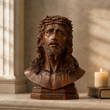 Boxwood Jesus Crown with Thorns Half-Length Desktop Ornament
