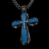 Brushed & Faceted Titanium Steel Cross Necklace – Modern Faith, Bold Devotion