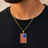 🇺🇸 American Flag Dog Tag Pendant Necklace