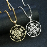 Stainless Steel Metatron's Cube Necklace Pendant Sacred Geometry Amulet Jewelry - BGCOPPER