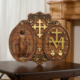 Miraculous Medal Wood Carving Decor - Medal of Our Lady of Graces